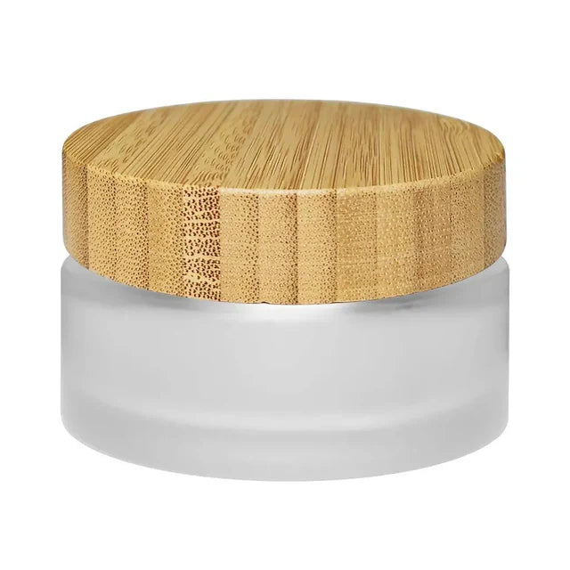 100 Gram Clear Frosted Glass Jar With Wood Cap - 120 Count