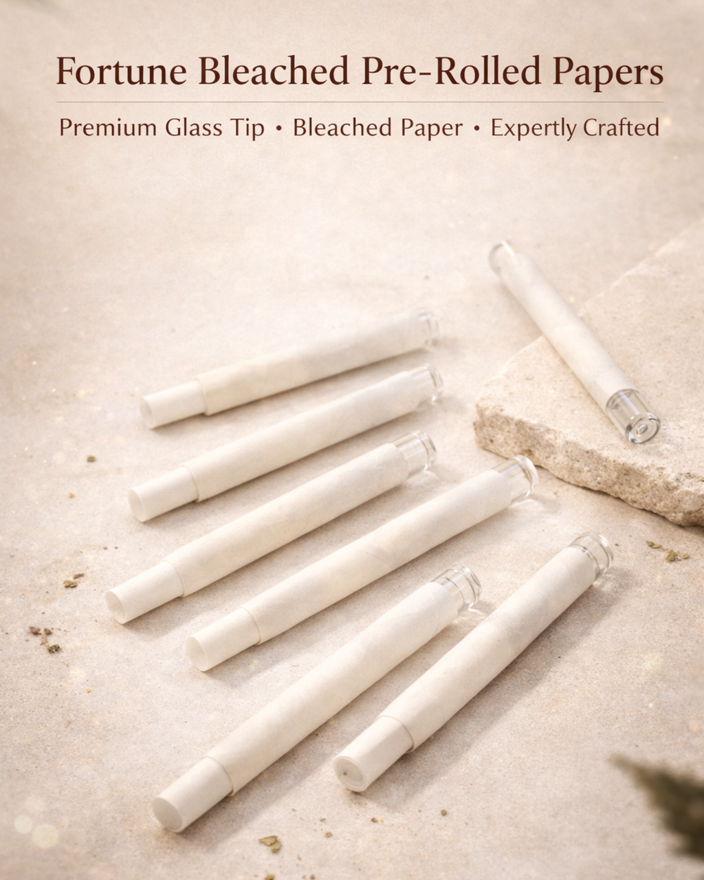Fortune bleached paper – Pre-Rolled with Glass Tips | 70/10mm  | 140 Count | 100% Natural bleached