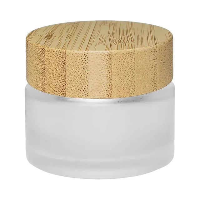 50 Gram Clear Frosted Glass Jar With Wood Cap - 175 Count