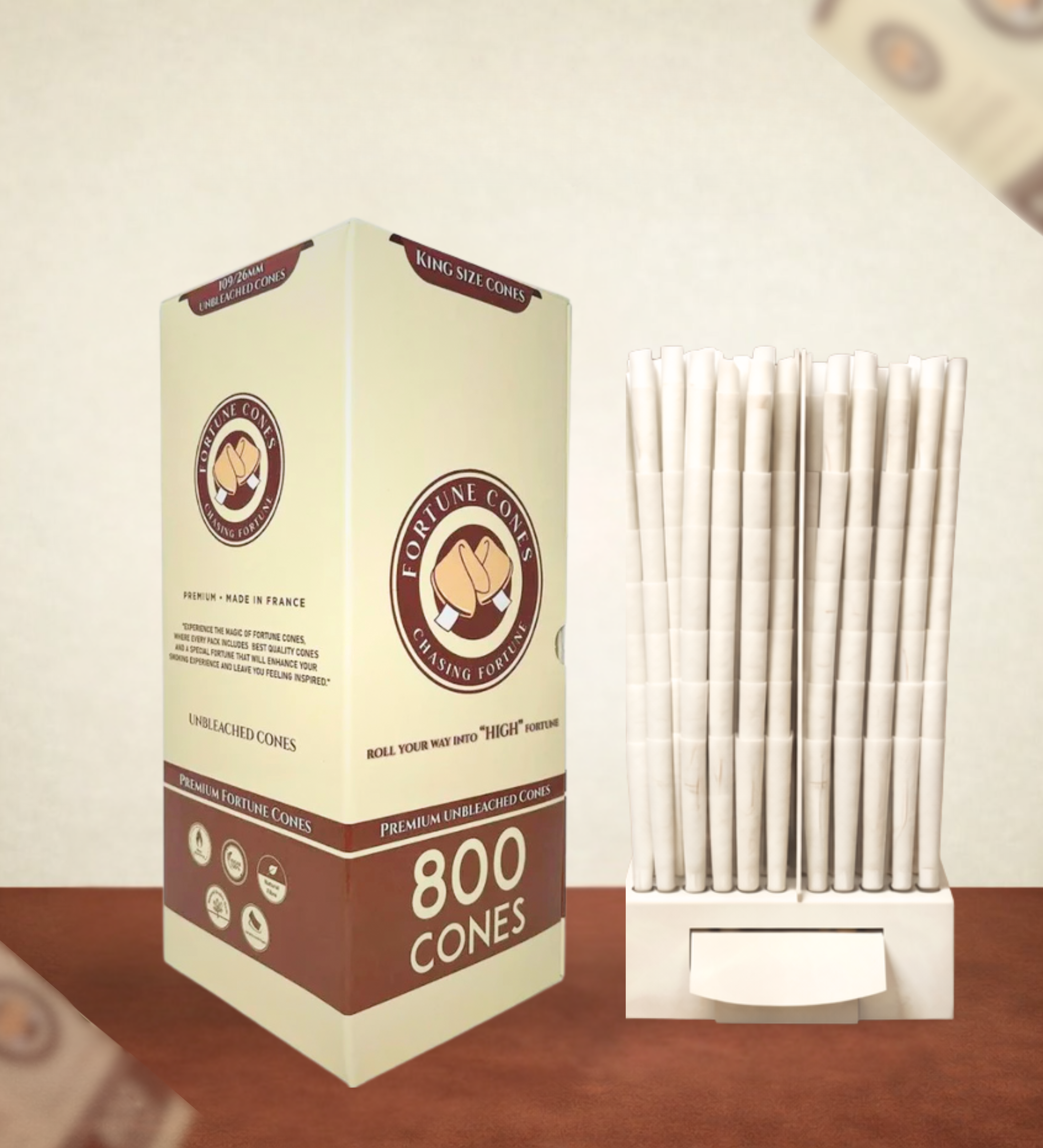 Bleached Pre-rolled Cones - 109mm - 26mm King Size (800 Count)