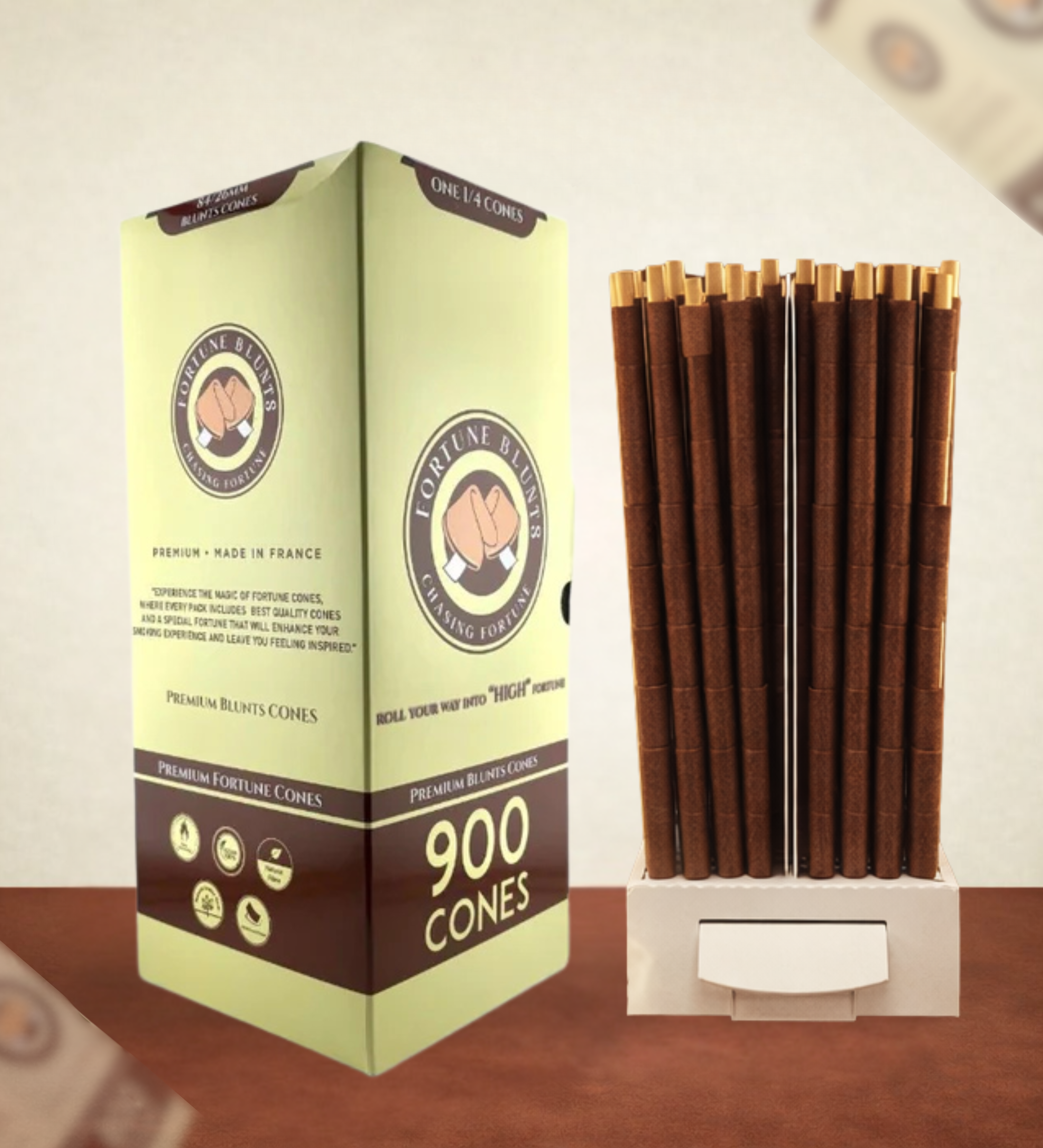 Fortune Blunts 84mm – 26mm 1¼ Pre-Rolled Blunt Cones (900 Count)