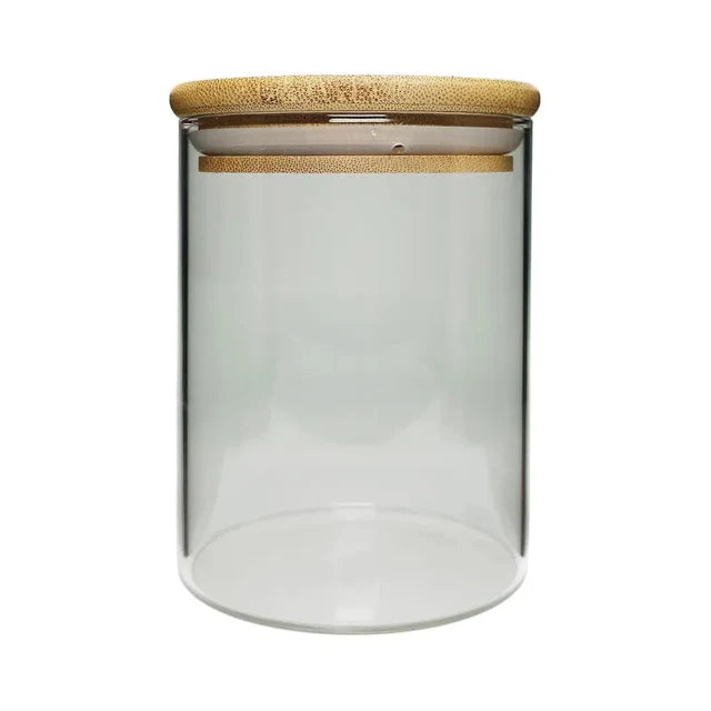 85 Mm - 120mm Airtight Glass Jar With Bamboo Lid - 120 Count