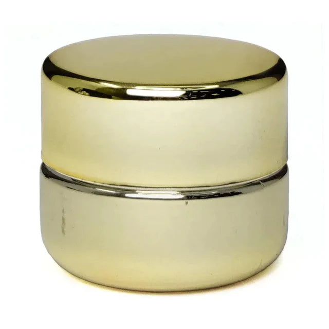 9 Ml Gold Chrome Round Glass Concentrate Jar With Gold Chrome Cap - 360 Count