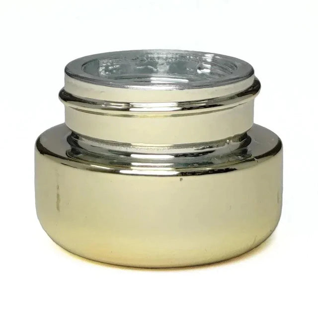 9 Ml Gold Chrome Round Glass Concentrate Jar With Gold Chrome Cap - 50 Count