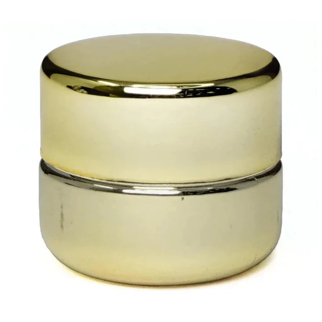 9 Ml Gold Chrome Round Glass Concentrate Jar With Gold Chrome Cap - 50 Count