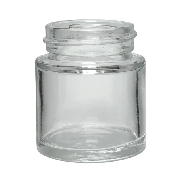 Child Resistant 1 Oz Clear Round Glass Jar With Cap - 200 Count