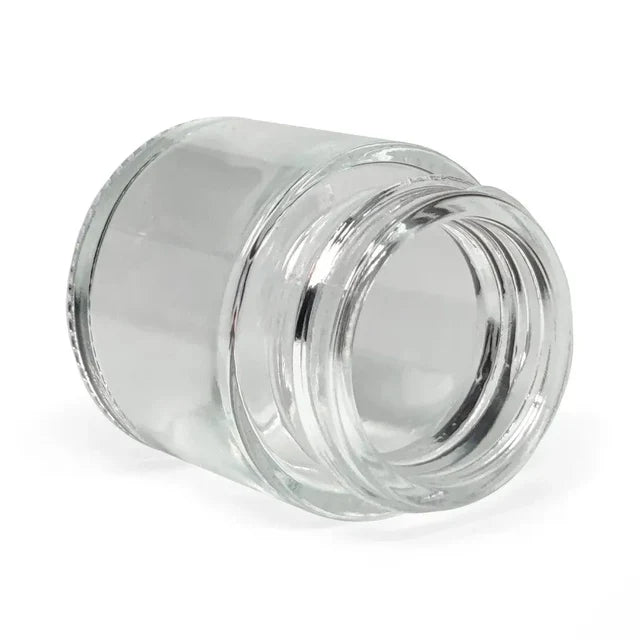 Child Resistant 1 Oz Clear Round Glass Jar With Cap - 200 Count