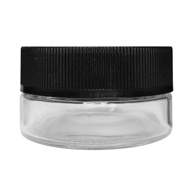 Child Resistant 1 Oz Clear Round Glass Jar With Square Cap - 200 Count