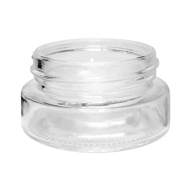 Child Resistant 1 Oz Clear Round Glass Jar With Square Cap - 200 Count