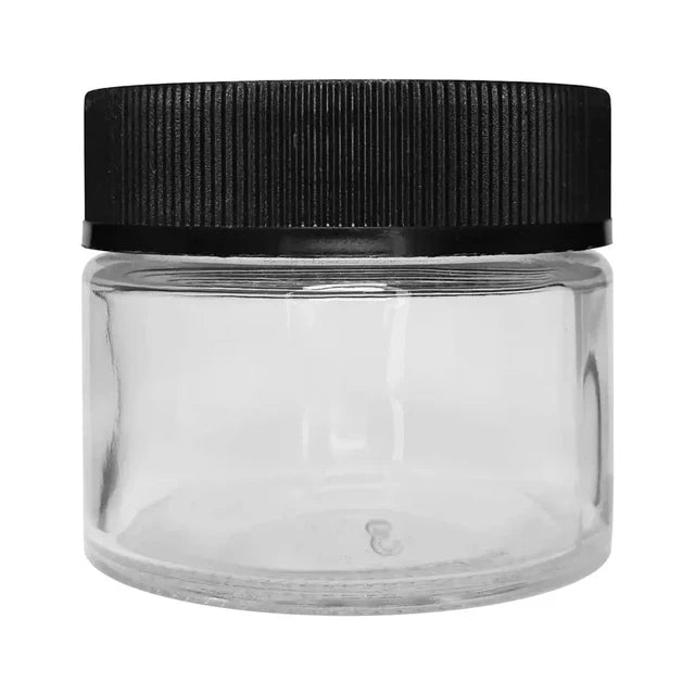 Child Resistant 2 Oz Clear Round Glass Jar With Square Cap - 160 Count