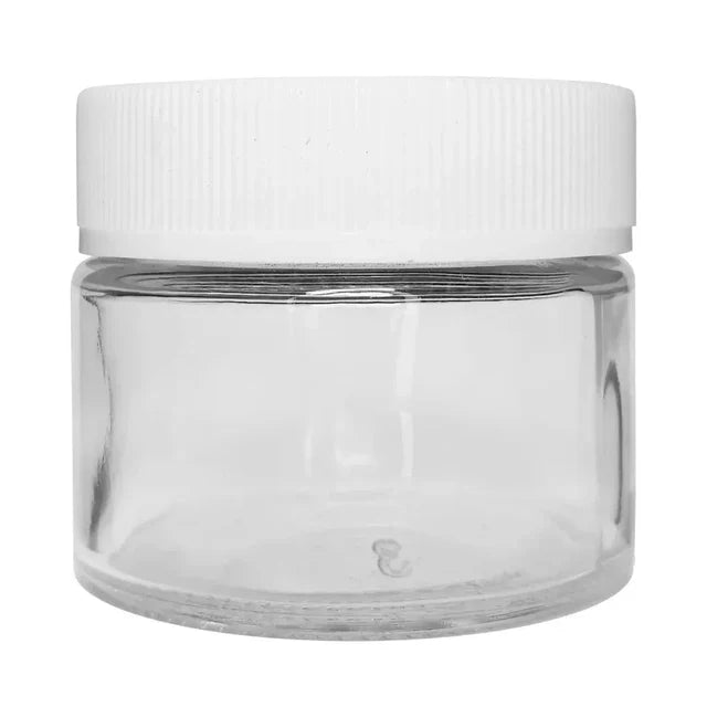 Child Resistant 2 Oz Clear Round Glass Jar With Square Cap - 160 Count