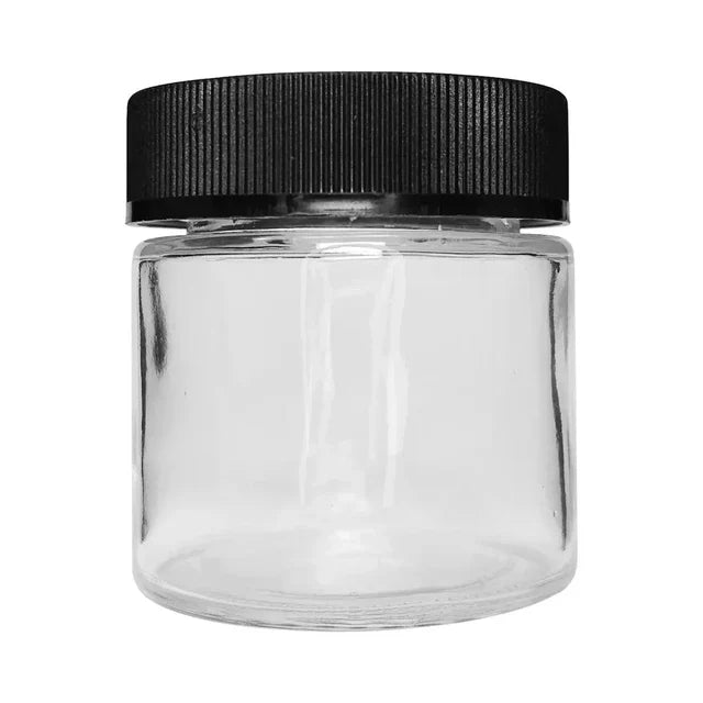 Child Resistant 3 Oz Clear Round Glass Jar With Square Cap - 160 Count