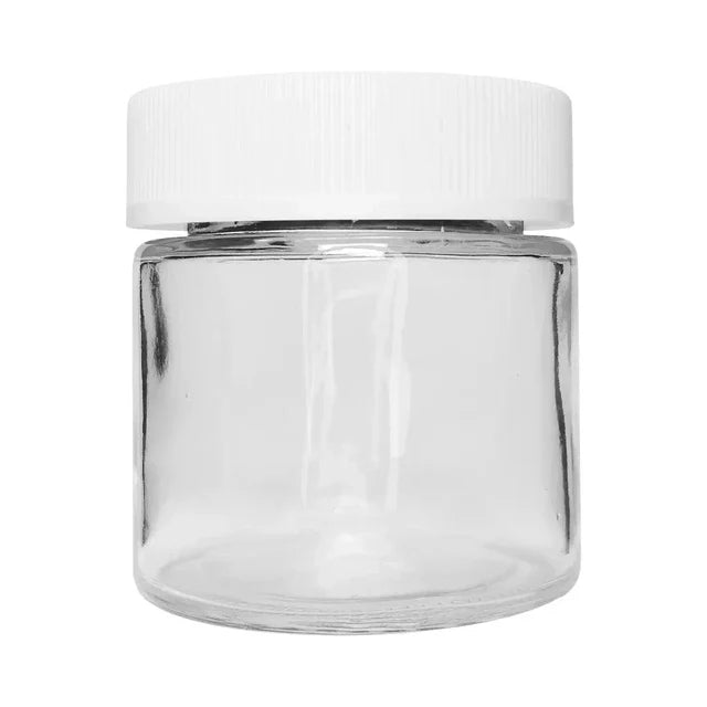 Child Resistant 3 Oz Clear Round Glass Jar With Square Cap - 160 Count