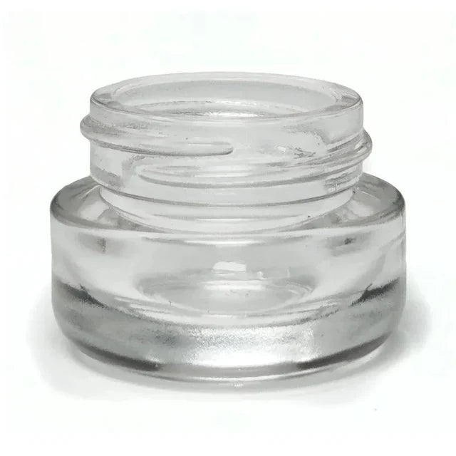 Child Resistant 5 Ml Clear Round Glass Concentrate Jar With Black Round Cap - 480 Count