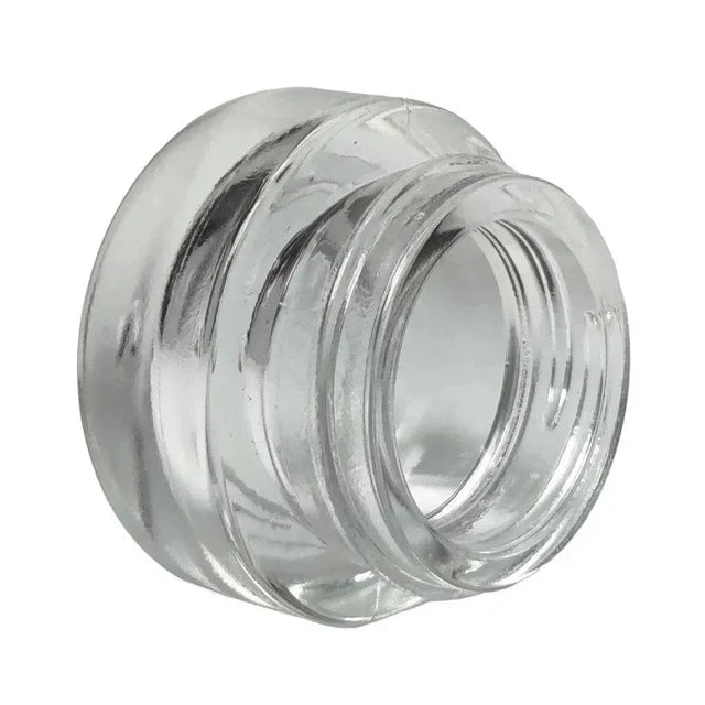 Child Resistant 5 Ml Clear Round Glass Concentrate Jar With Black Round Cap - 50 Count