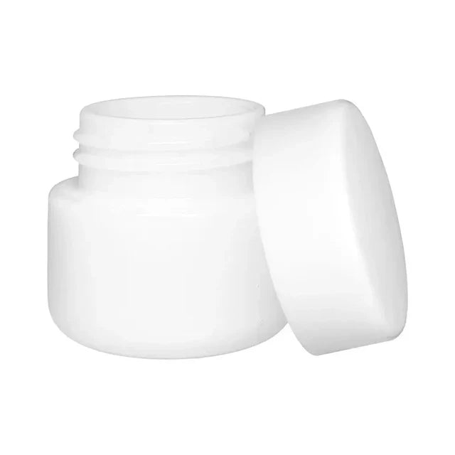 Child Resistant 5 Ml White Round Uv Glass Concentrate Jar With White Cap - 50 Count