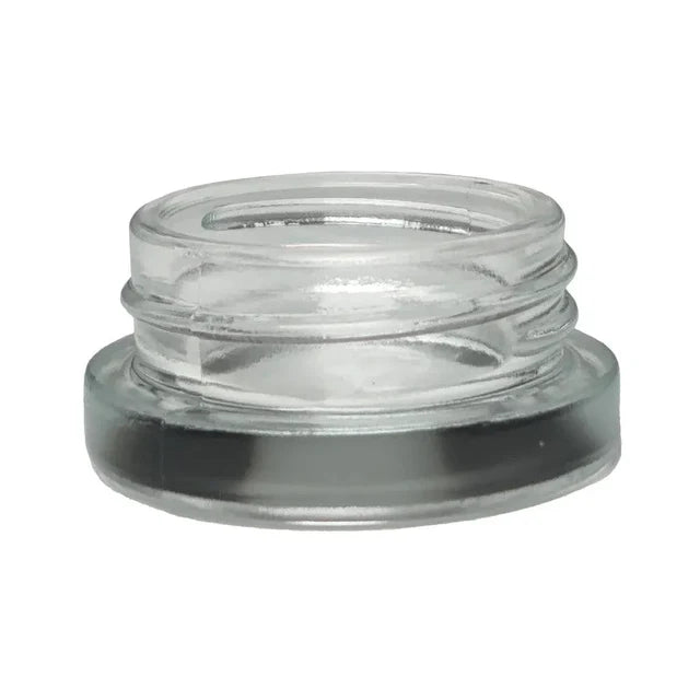 Child Resistant 7 Ml Clear Straight Round Glass Concentrate Jar With Black Cap - 450 Count