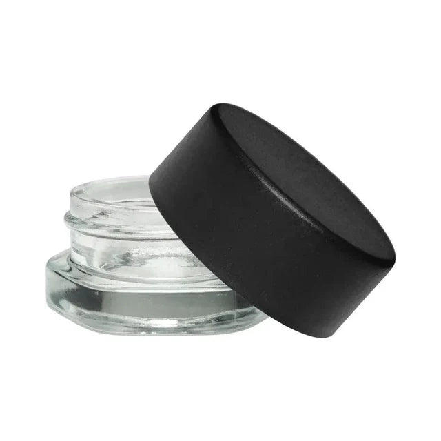 Child Resistant 9 mL Clear Hexagon Glass Concentrate Jar With Cap - 50 Count