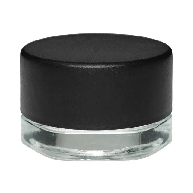 Child Resistant 9 mL Clear Hexagon Glass Concentrate Jar With Cap - 50 Count