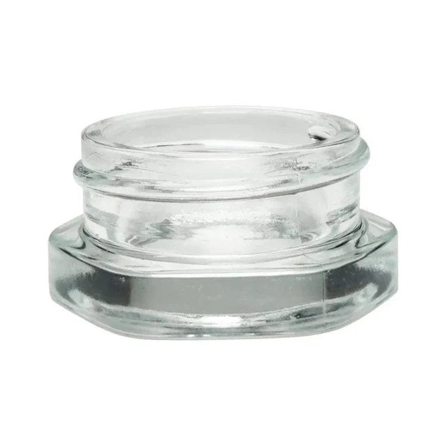 Child Resistant 9 mL Clear Hexagon Glass Concentrate Jar With Cap - 50 Count
